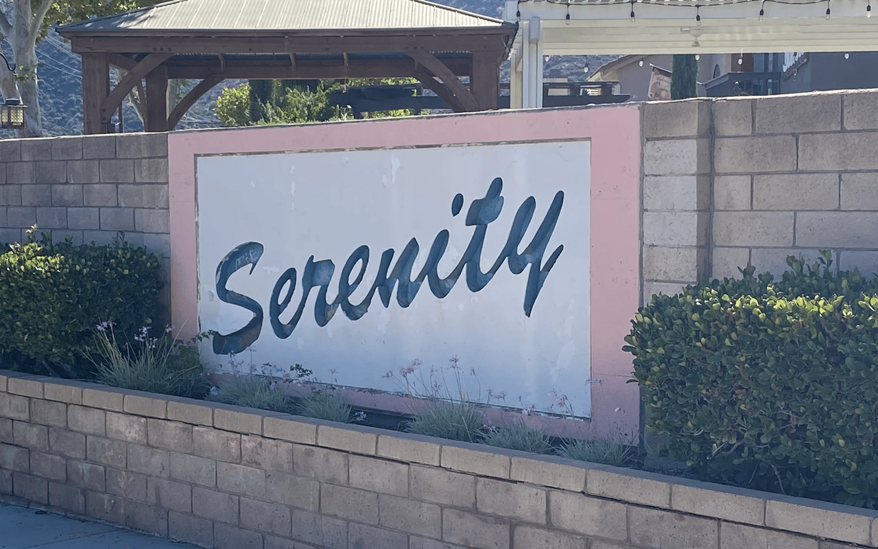 Entry monument sign for the Serenity residential development in Lake Elsinore, California.