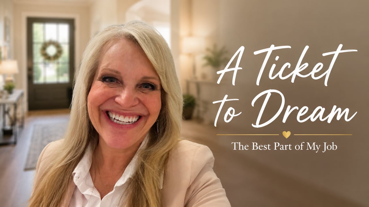Sharla Ellis smiling in front of a welcoming home entryway while sharing a story about helping a first-time homebuyer discover a path to homeownership.