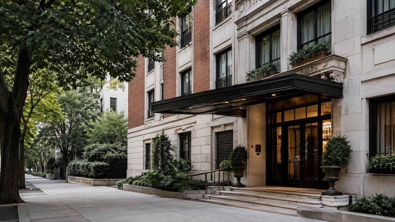 Entrance of a classic New York City co-op apartment building