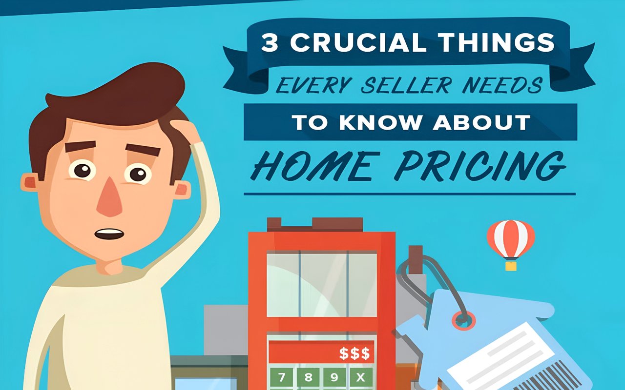 Illustration about home pricing for sellers, with a worried man beside a house-shaped calculator and keys.