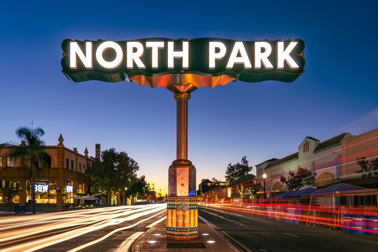 North Park sign at dusk 