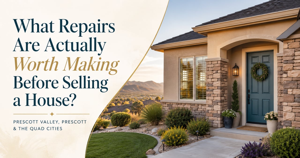 Prescott Valley home exterior with title about repairs worth making before selling a house