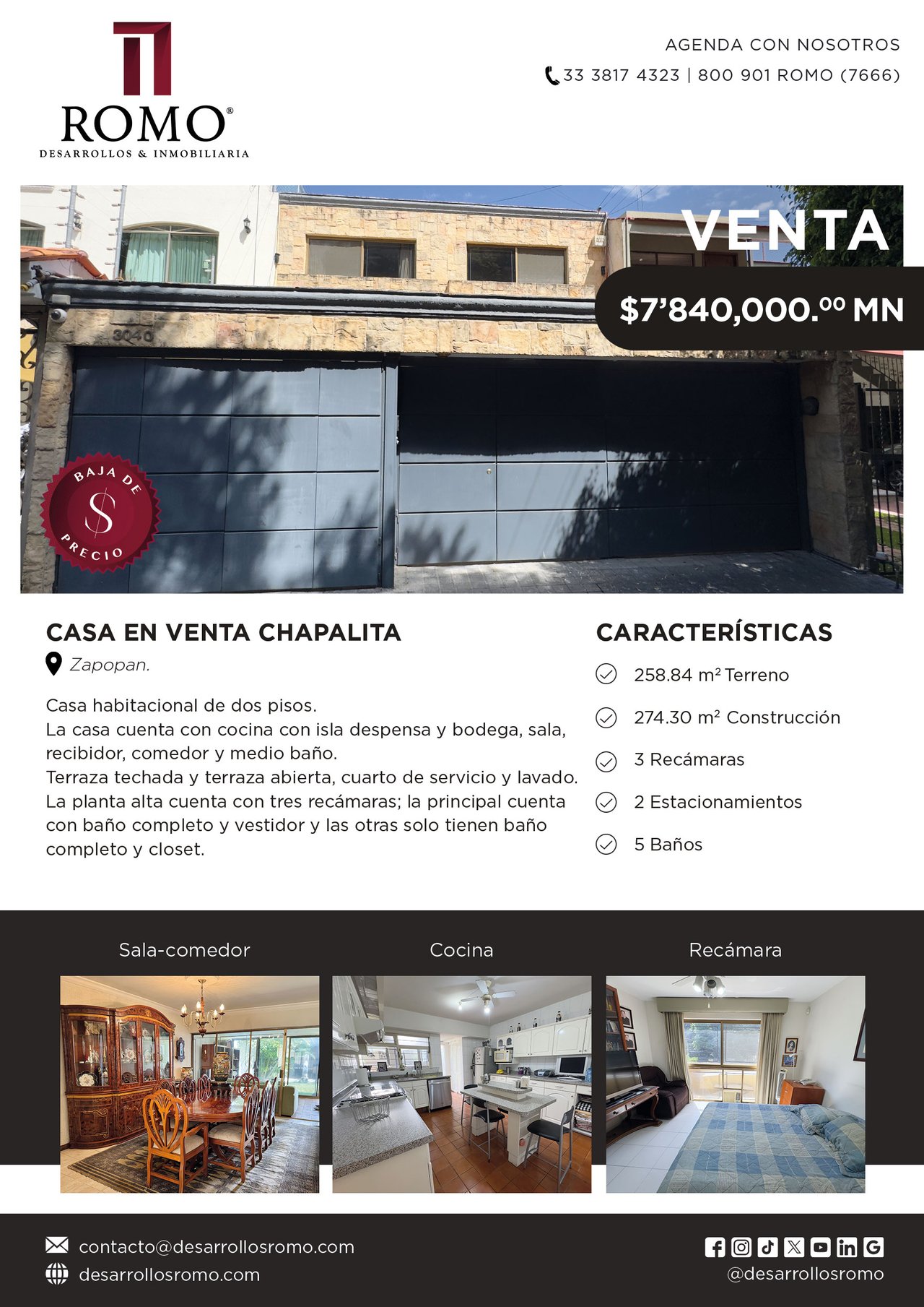 Casa en venta en Chapalita Poniente $7'840,000.00 MN