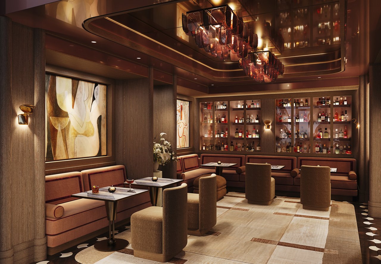 St. Regis Bahia Mar Fort Lauderdale cognac lounge rendering.