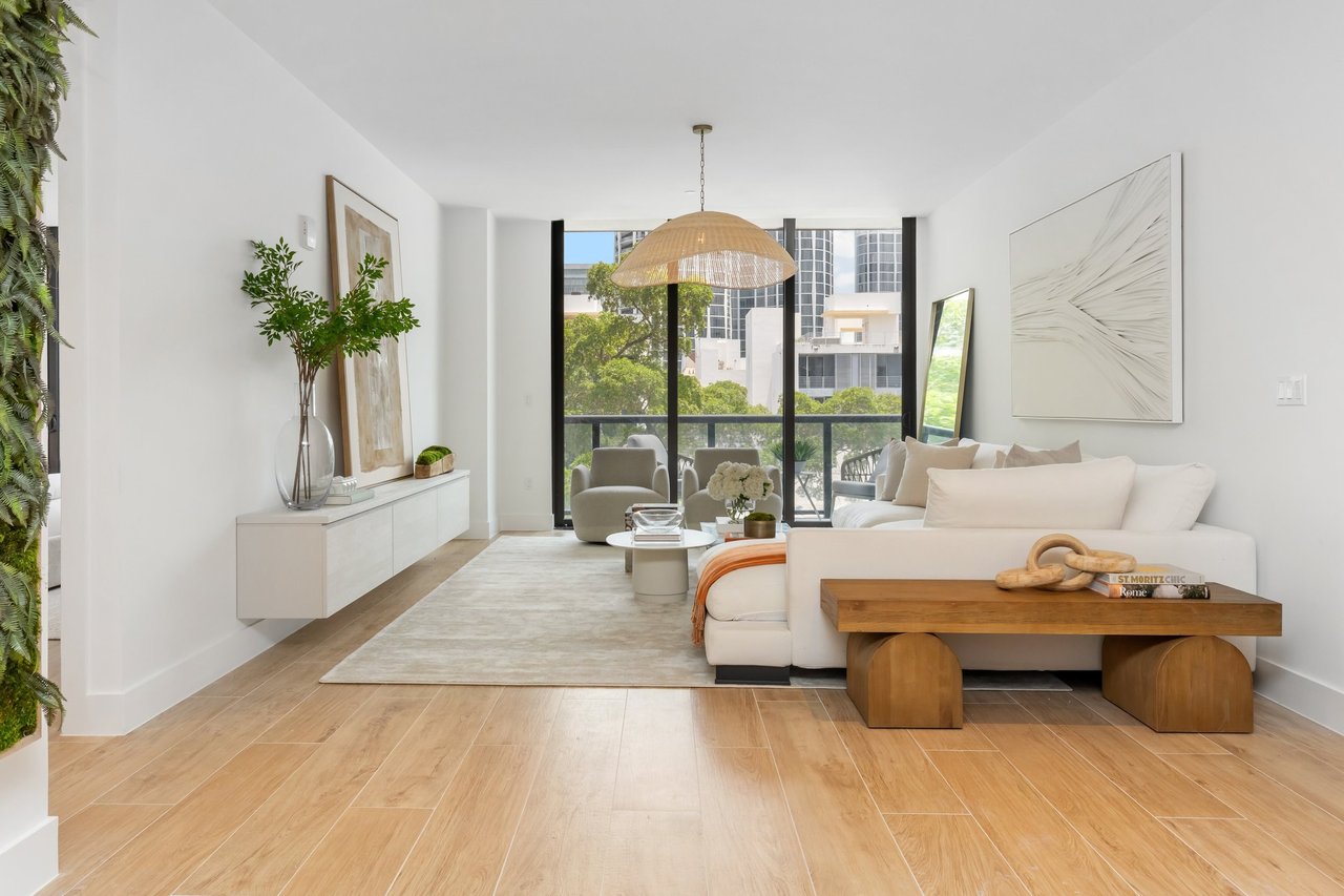 Arbor Coconut Grove residence living room opening onto a balcony