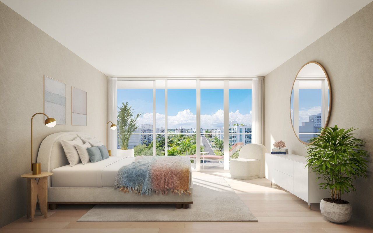 Rendering of primary bedroom at La Baia South in Bay Harbor Islands.
