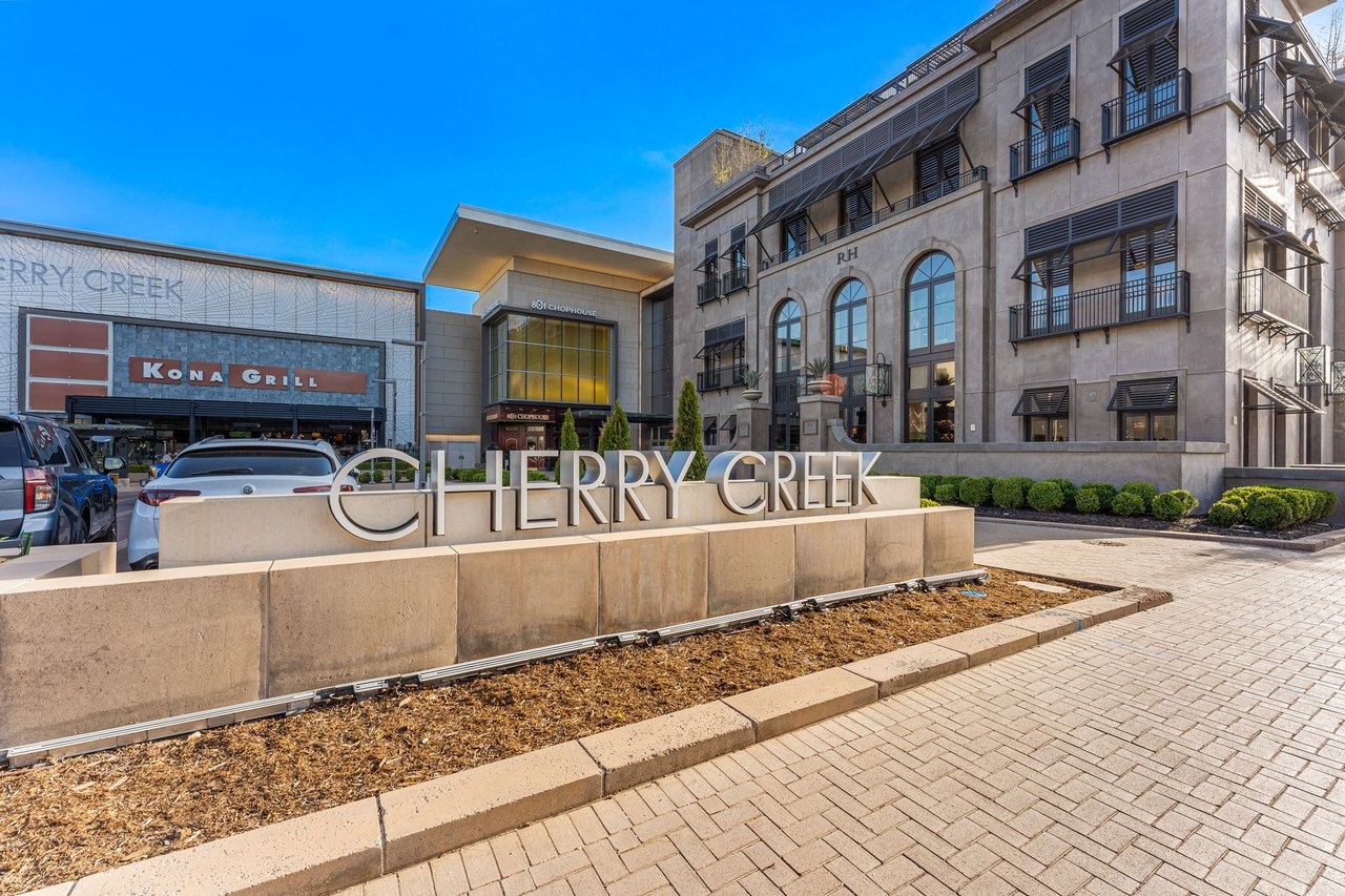 Exterior entrance of Cherry Creek Shopping Center in Denver, CO.