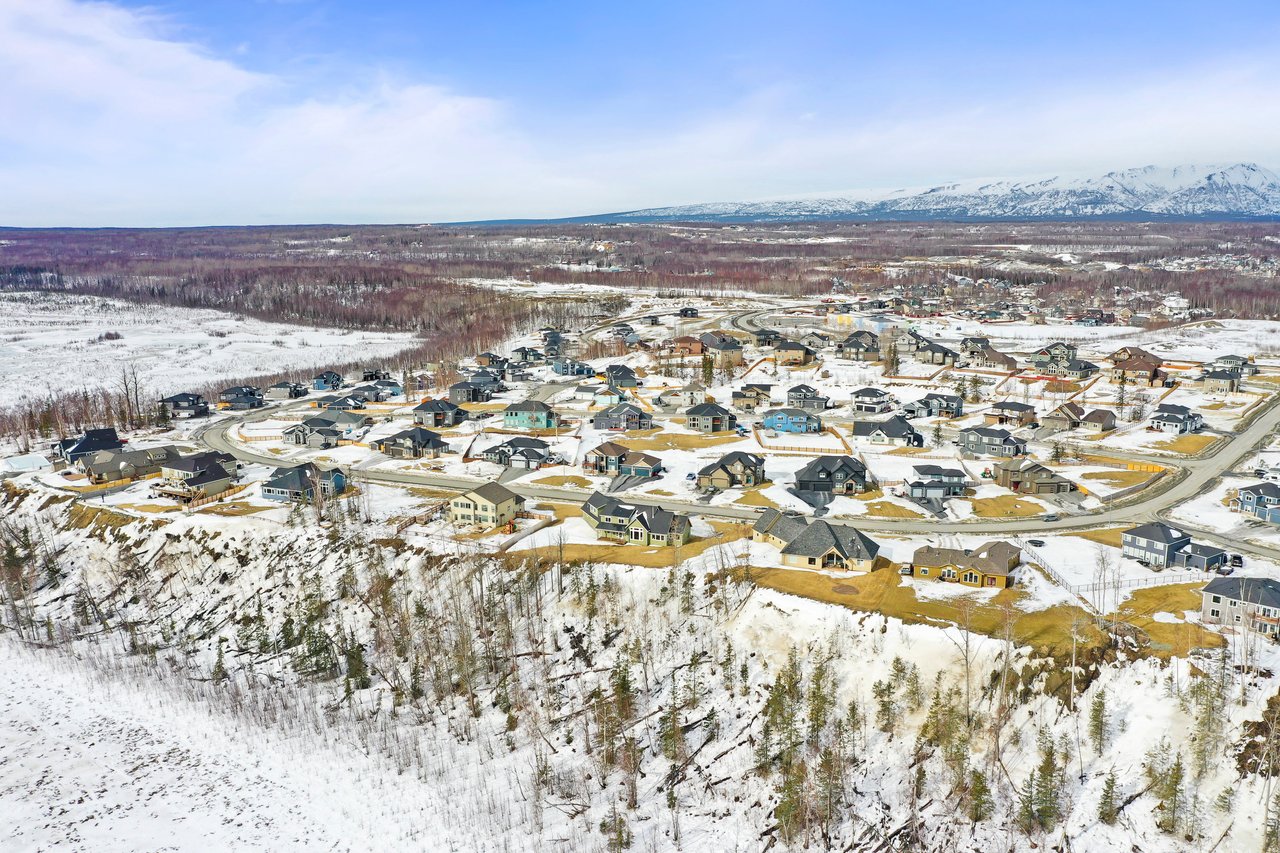 Luxury Homes in The Ranch, Wasilla, Alaska, looking towards Talkeetna Mountains