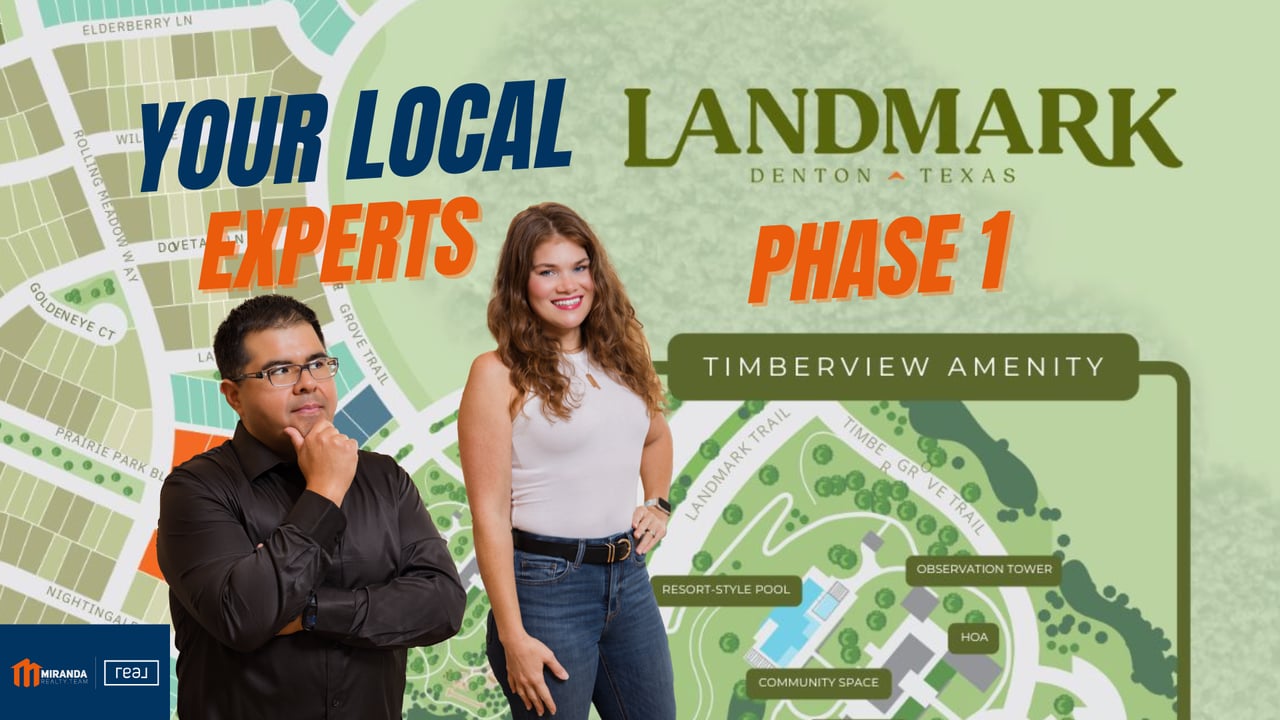 Edson and Paige Miranda with Landmark by Hillwood Phase 1 map in Denton, Texas