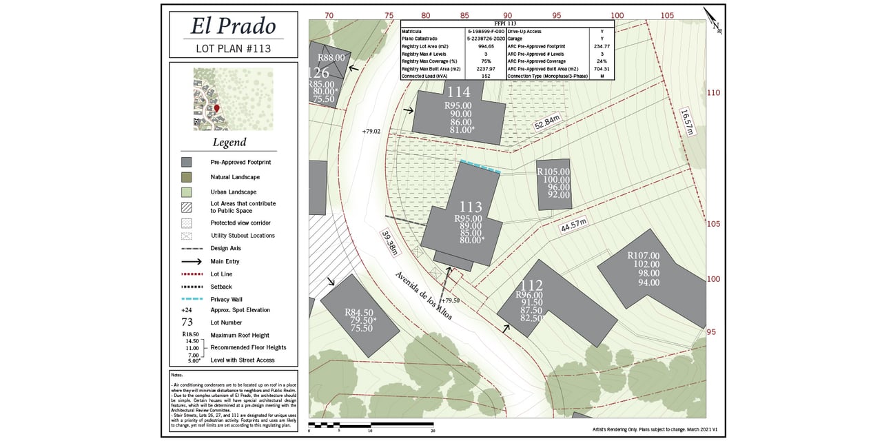 Lot 113, El Prado | Ocean-View Lot in El Prado, Las Catalinas with 704 m² Build Area