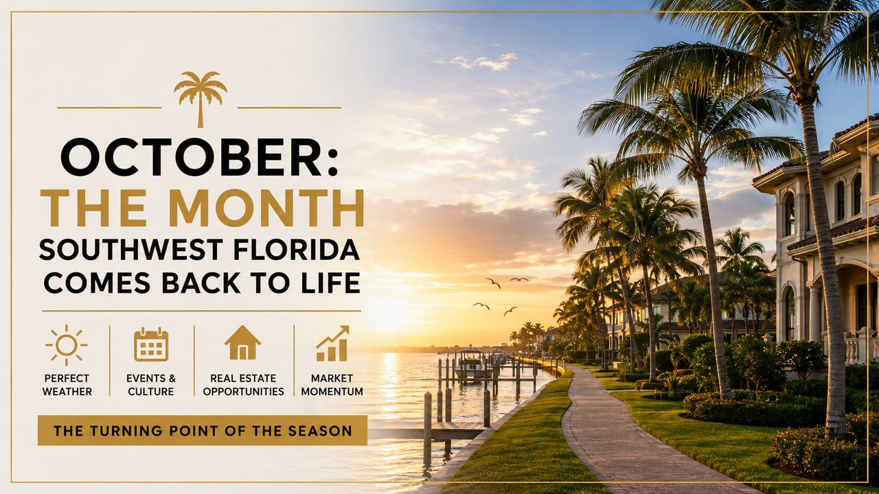 October in Southwest Florida marks the start of the fall real estate season, bringing better weather, returning seasonal residents, increased buyer activity, and new opportunities for SWFL home buyers and sellers.