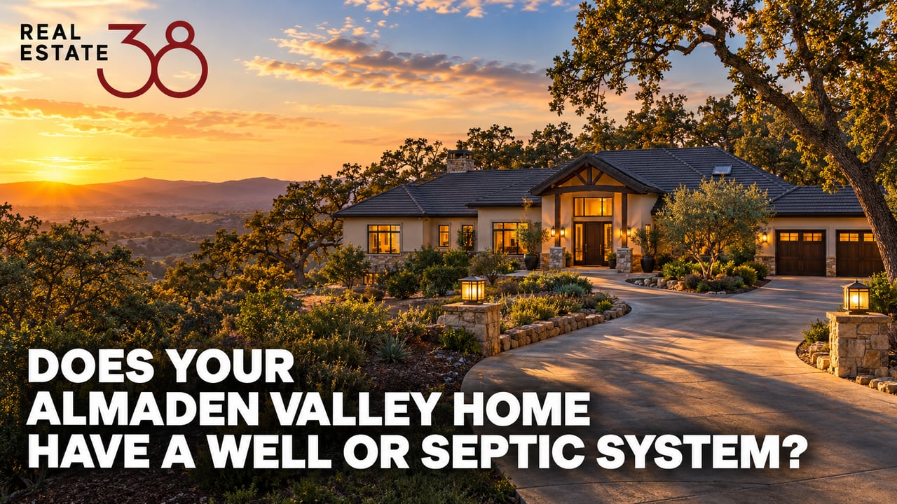 Almaden Valley hillside home on a wooded lot at golden hour.
