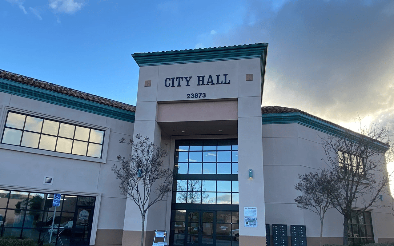 Front view of the Wildomar City Hall building located in Wildomar, California.