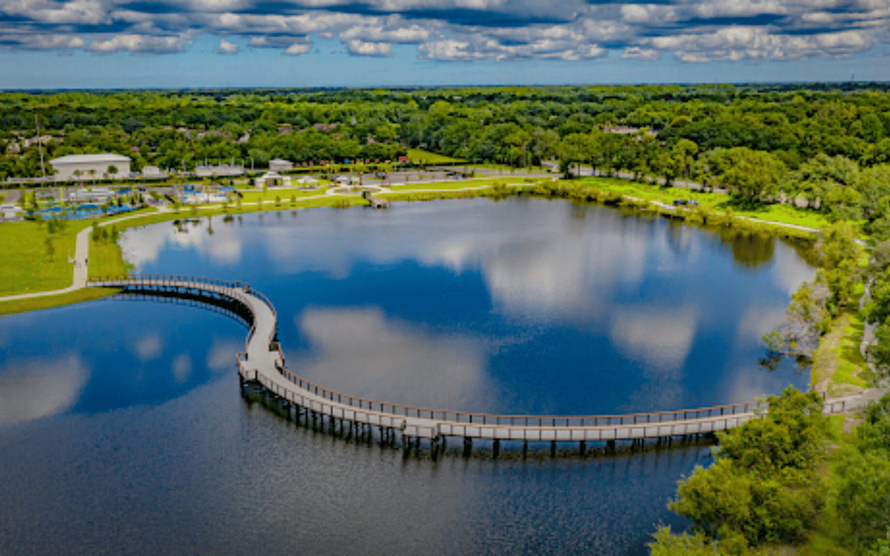 a drone phone of lake carroll and the Carrollwood beach