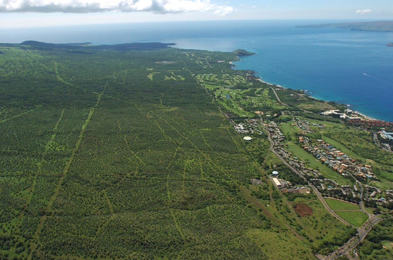 aerial of makena and wailea golf courses