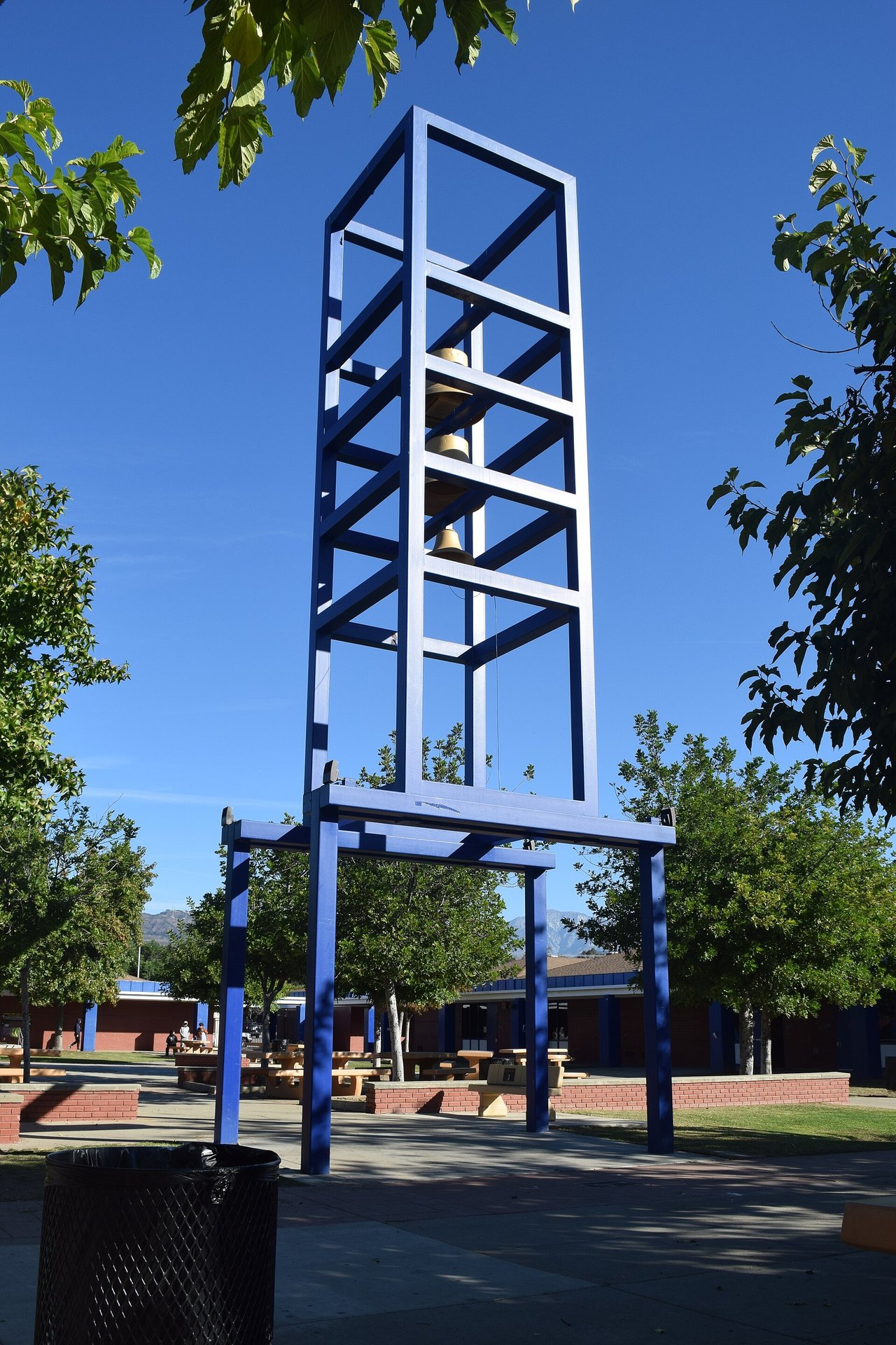 Bell tower at San Dimas High School, photographed in November 2023