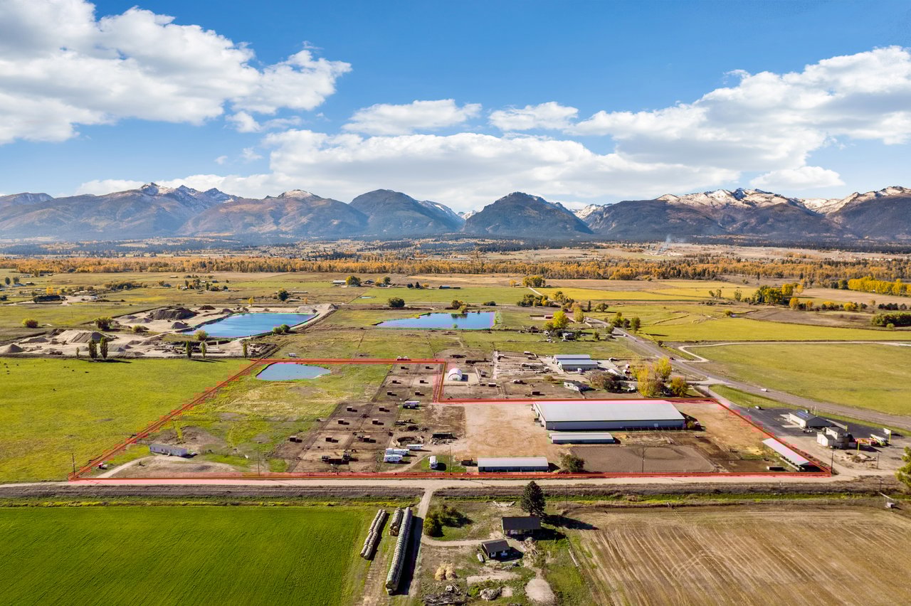 5C Arena & Event Center aerial view with property boundaries in the Bitterroot Valley Montana