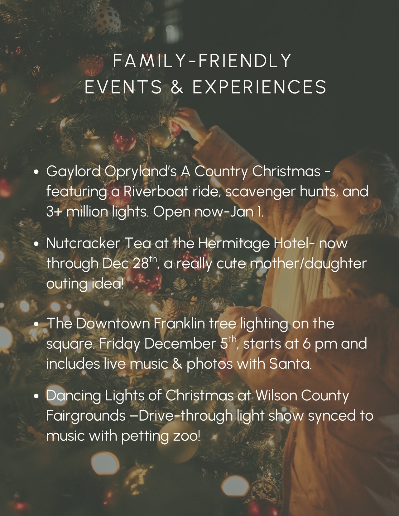 Middle TN holiday activities guide!