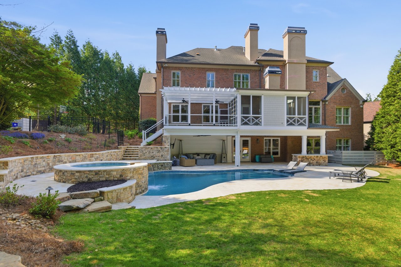 East Cobb homes with pool, outdoor living East Cobb, luxury backyard Marietta GA, entertaining spaces, East Cobb real estate