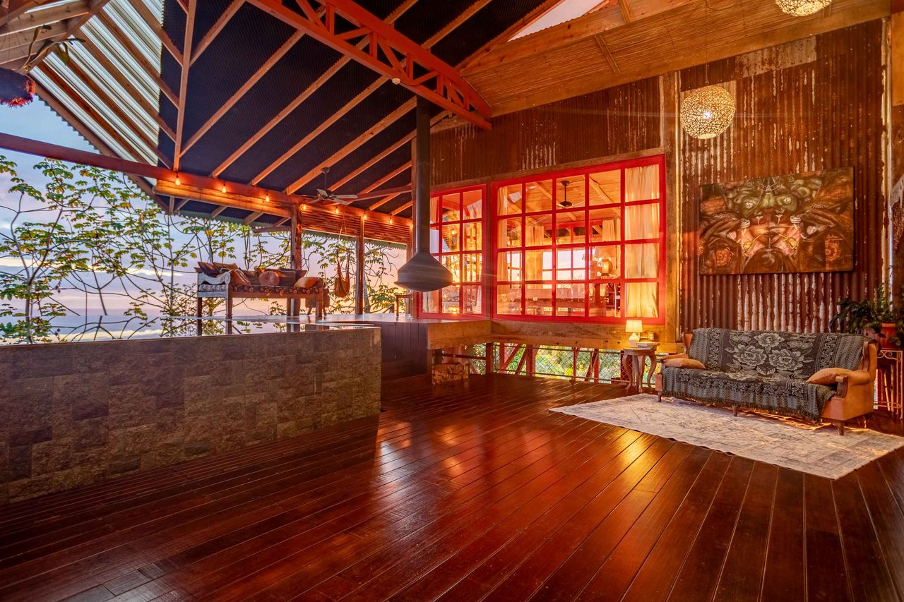 A Handcrafted Residence Immersed in Nature Above the Canopy Ocean View Architectural Home