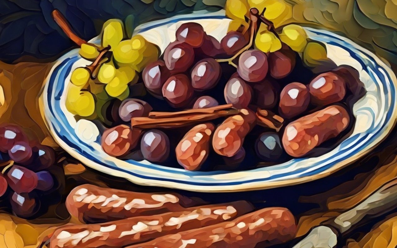 Roasted Grapes and Sausages
