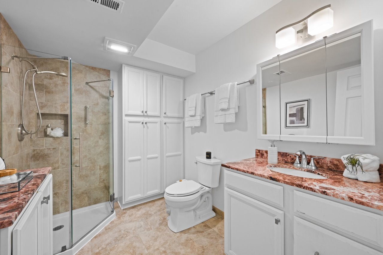 Enjoying all the space in the downstairs bathroom at 1449 Innes Avenue in Bayview San Francisco