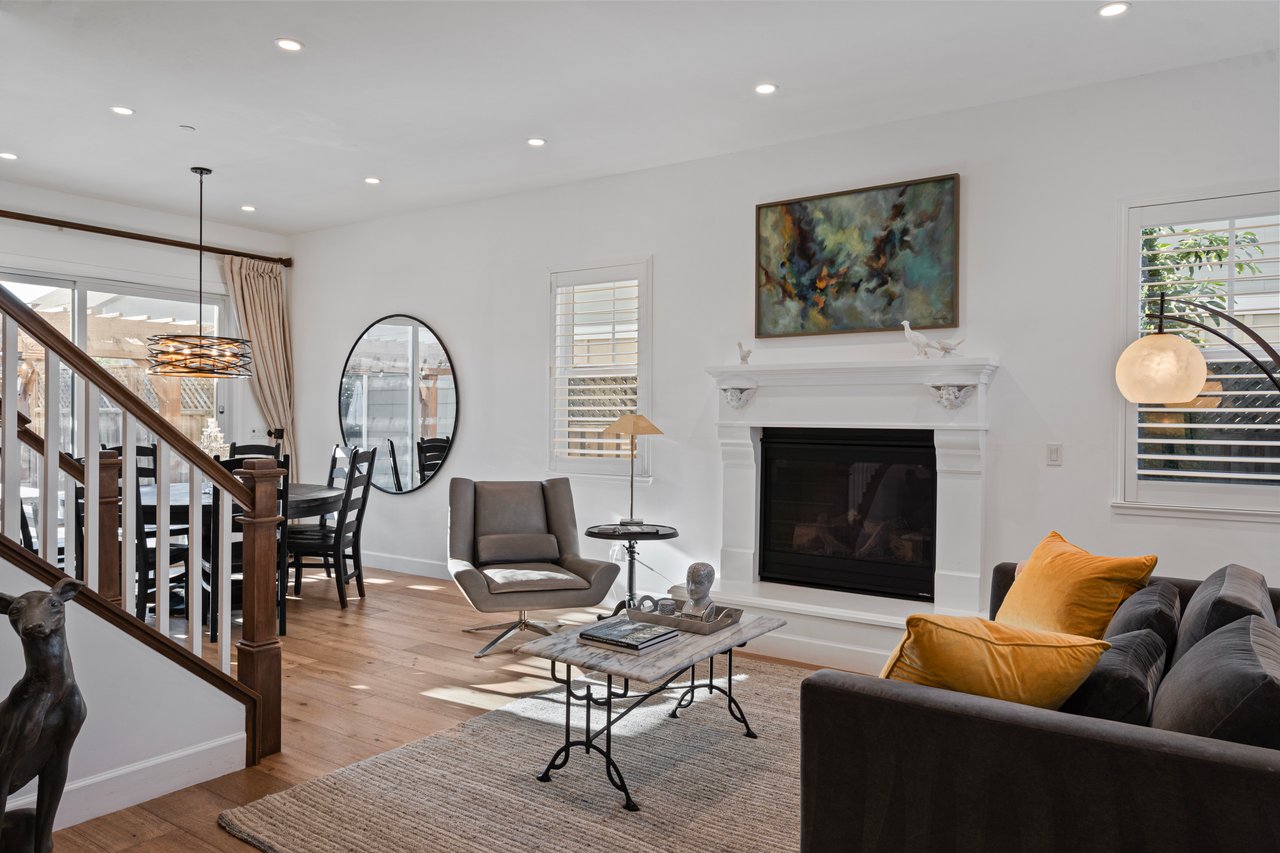 Stylish living room with estate shutters and custom finishes