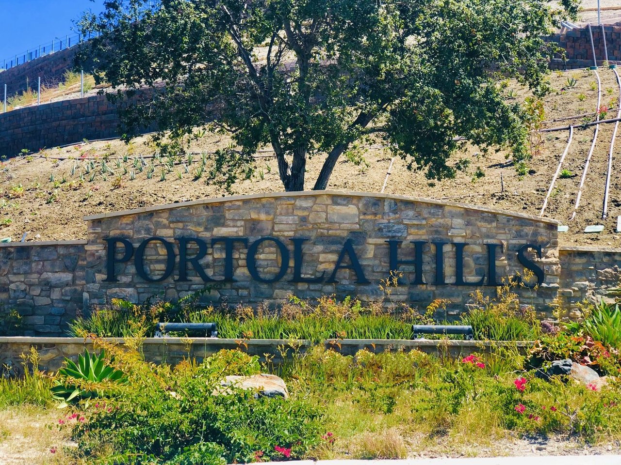 Entrance monument identifying Portola Hills in Lake Forest in August 2019