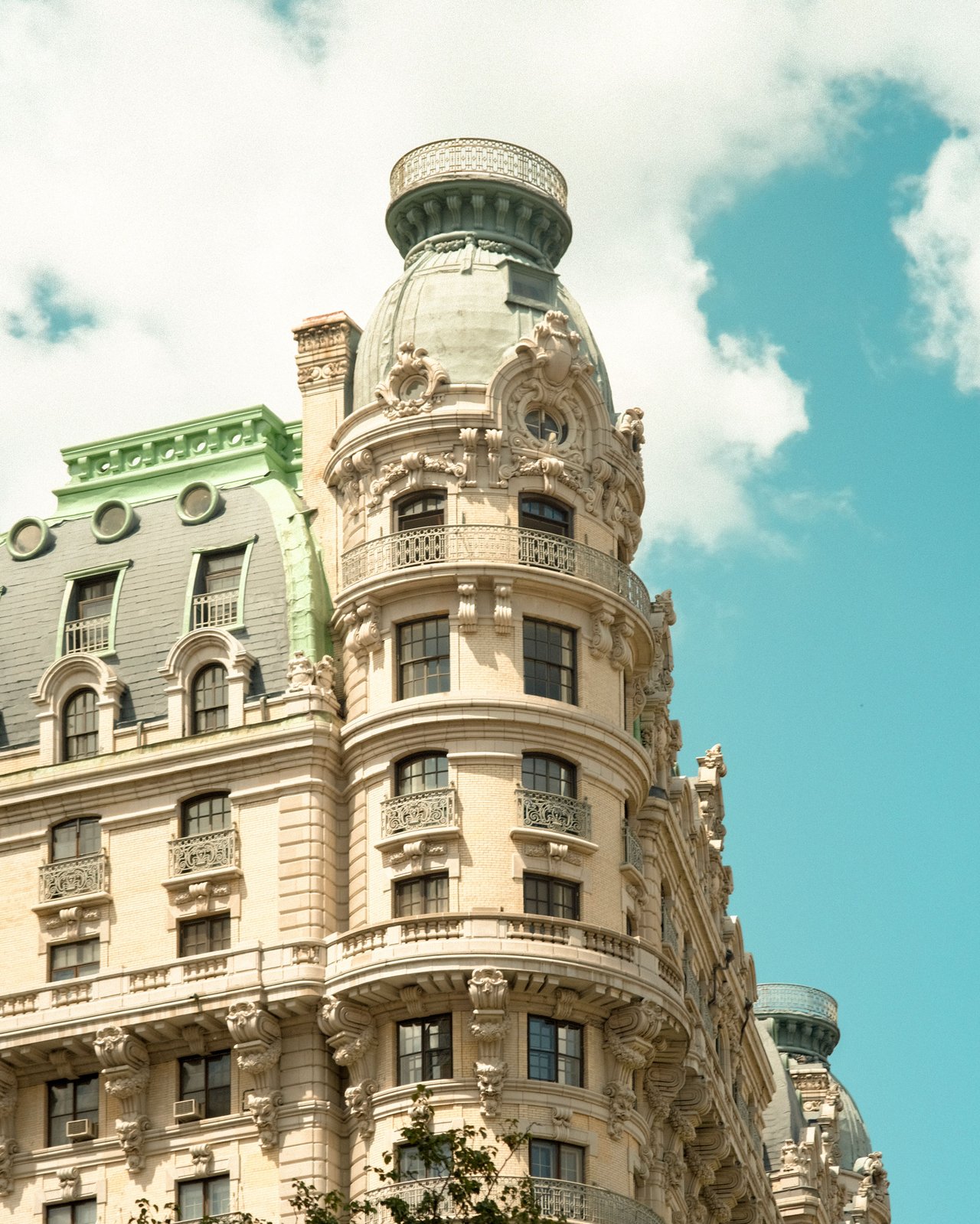 The Ansonia, the iconic Beaux-Arts luxury residential building on Broadway in Manhattan's Upper West Side.