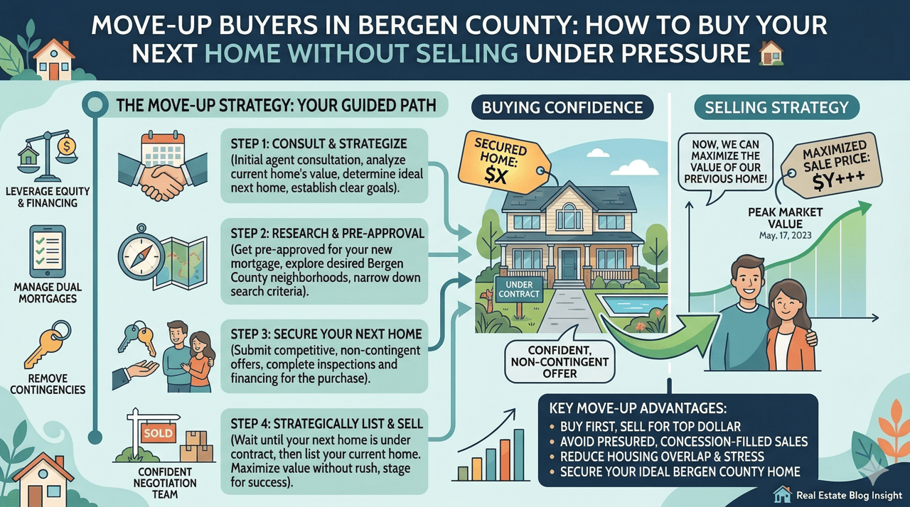 Move-Up Buyers in Bergen County: How to Buy Your Next Home Without Selling Under Pressure 🏡