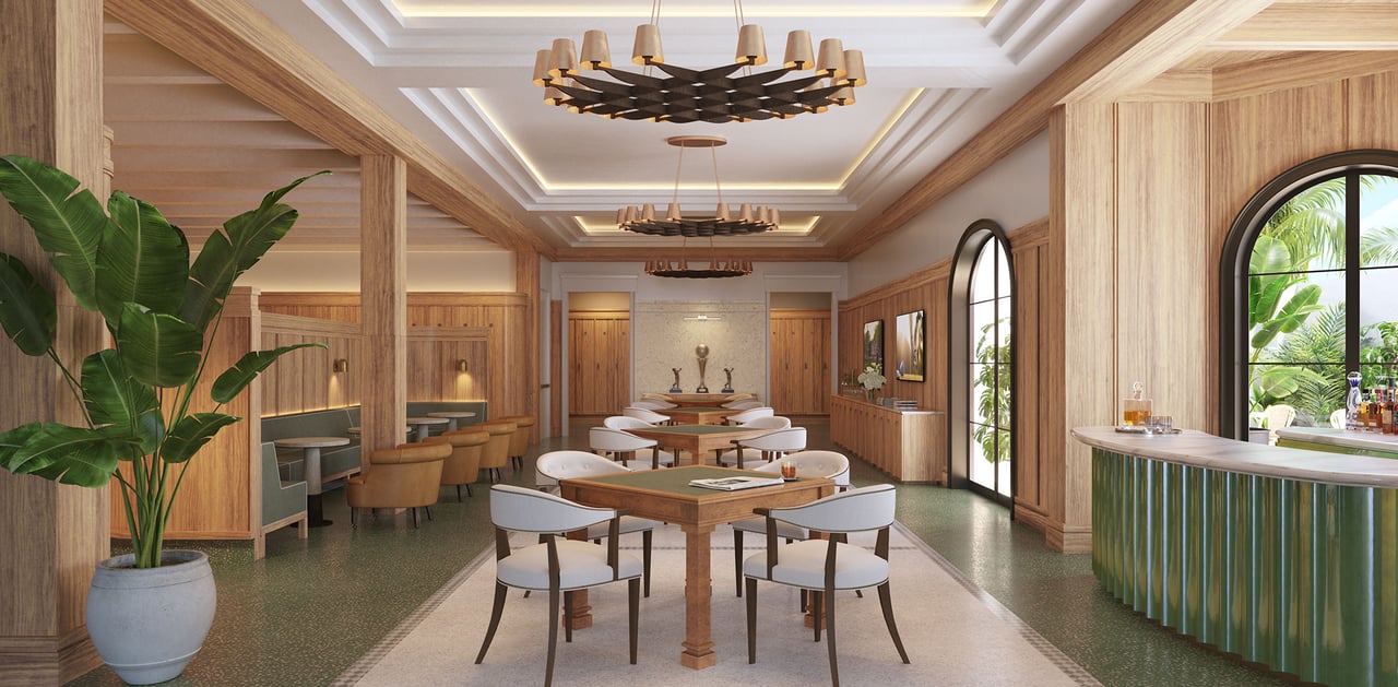Shell Bay members lounge rendering in Hallandale Beach.