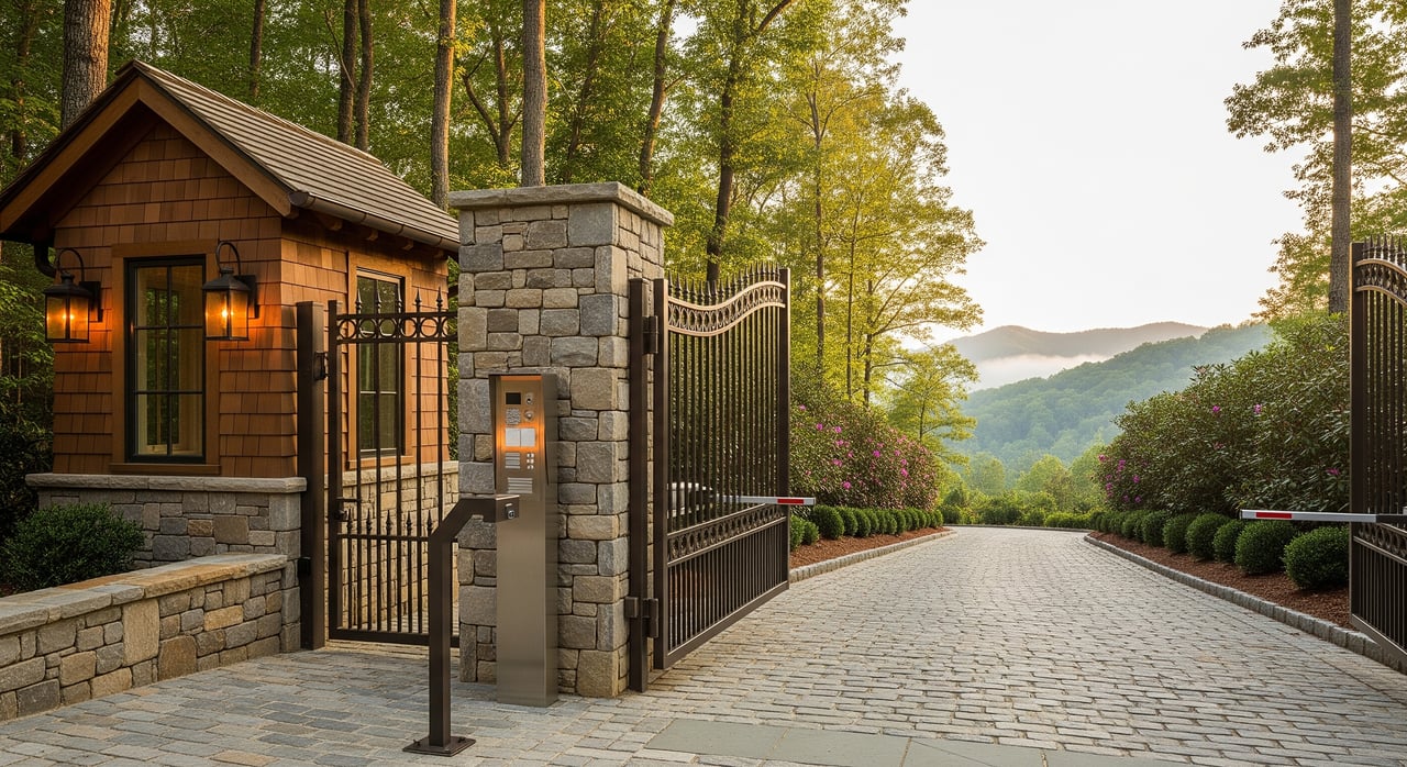 gated community with mountain views