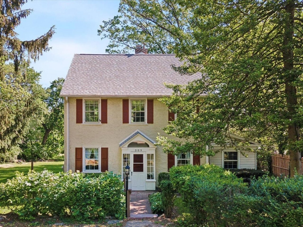 Front view of a Main Line Colonial Style Home