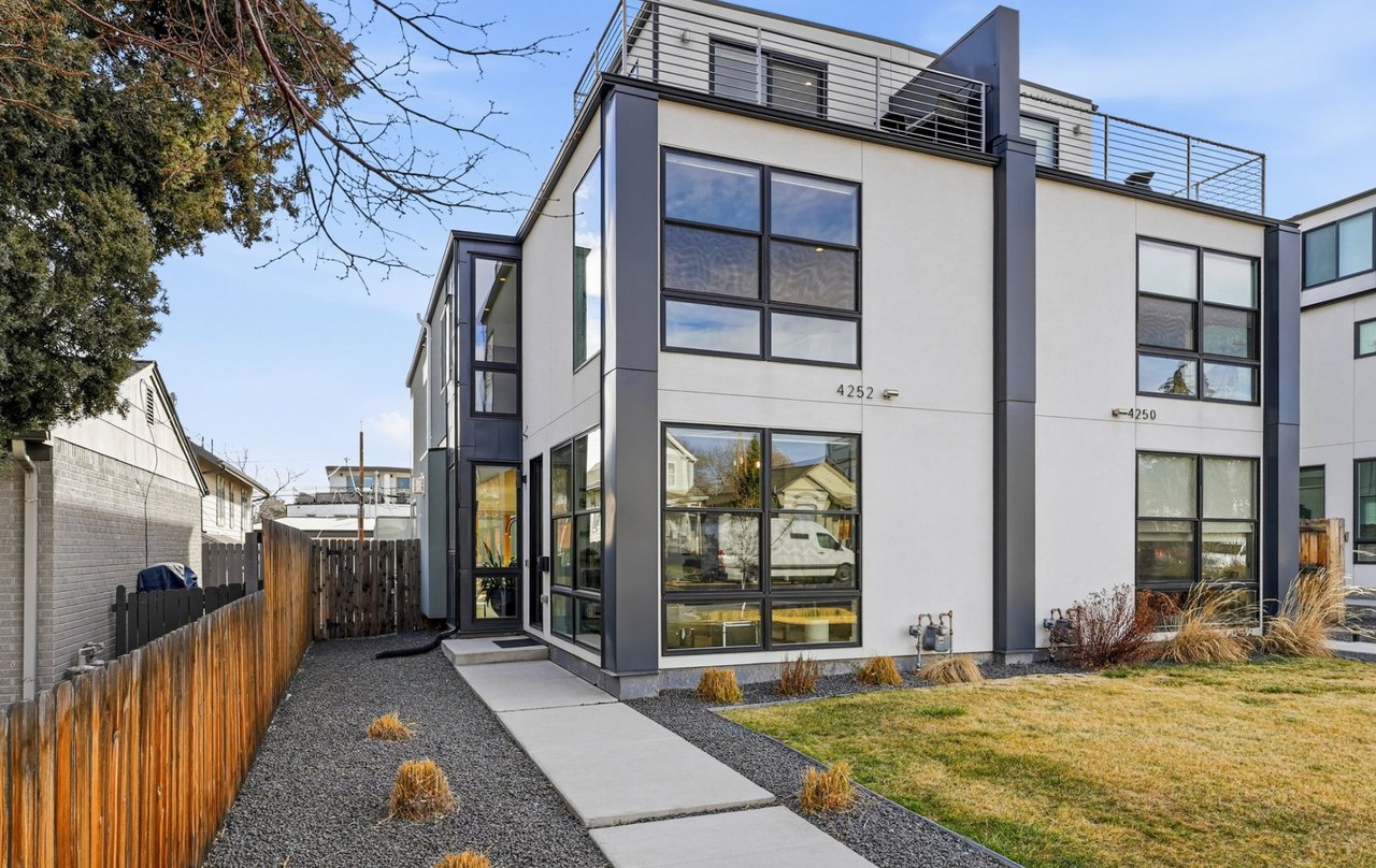Modern Sunnyside townhome exterior at 4252 Osage Street in Denver with contemporary architecture