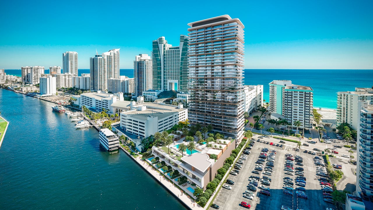 Icon Beach bayfront aerial 