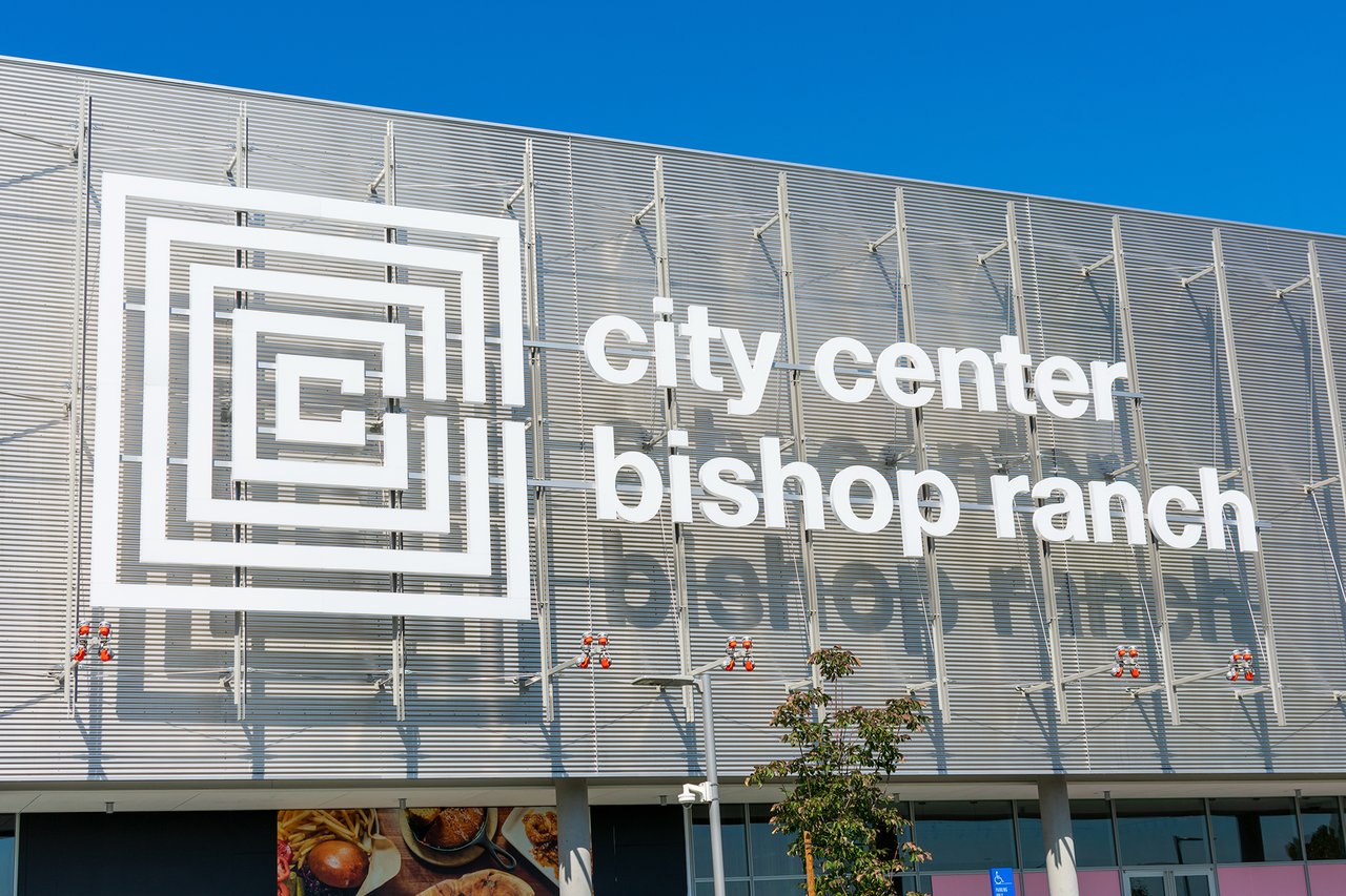 Exterior facade and signage of City Center Bishop Ranch in San Ramon, California