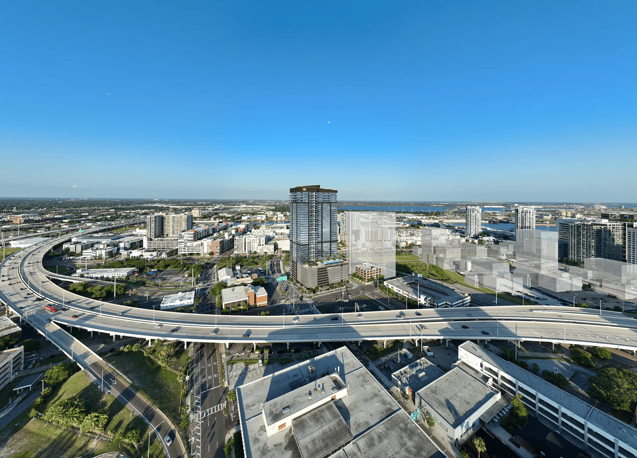 rendering of downtown tampa future projects with hotel ora and water street