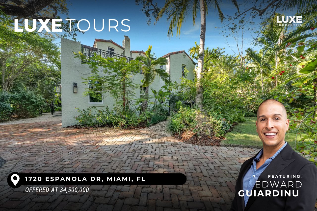 LUXE Tours Presents: 1720 Española Drive, Miami, FL | Charming Coconut Grove Mediterranean-style residence 