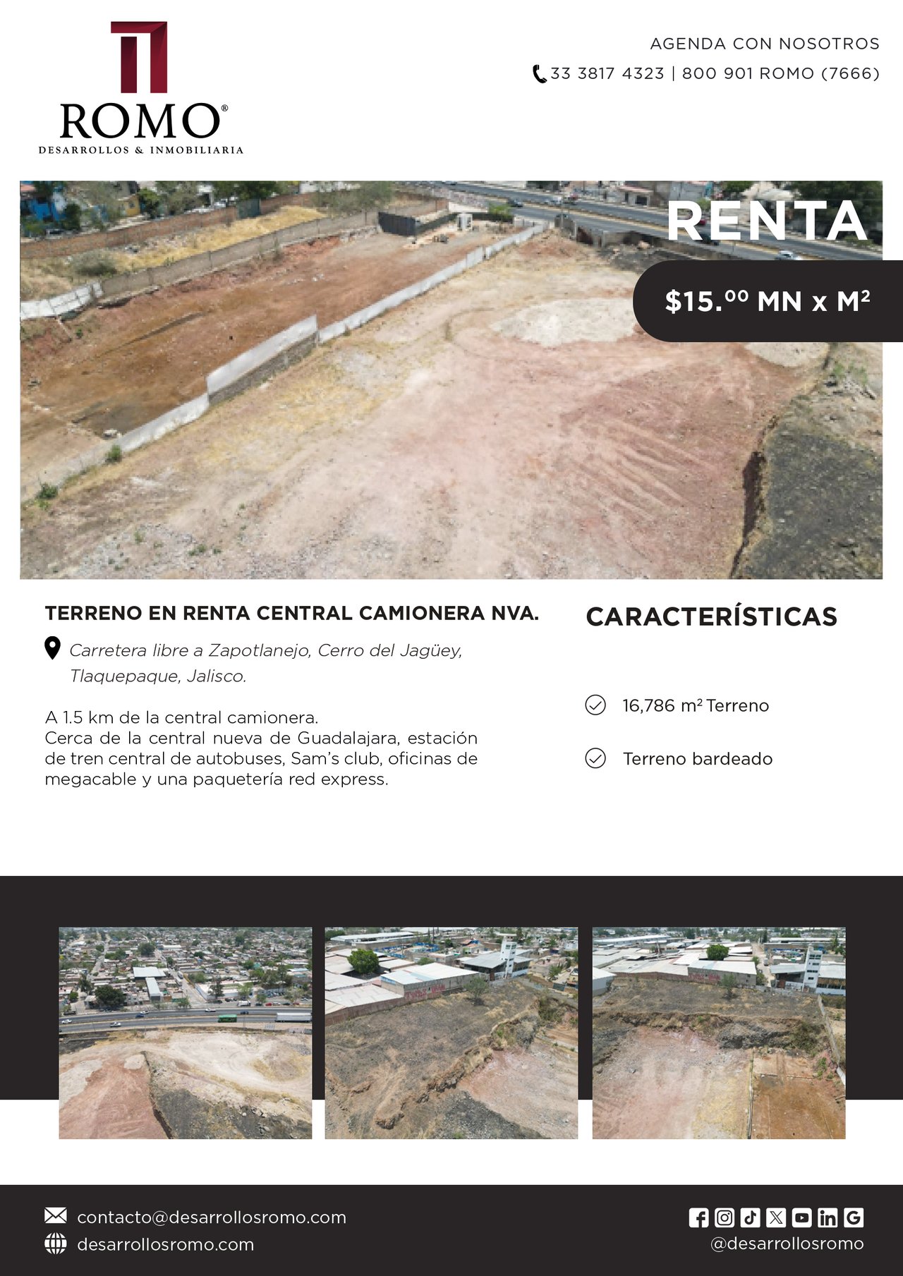 Terreno en renta Nueva Central Camionera $15.00 x M2 