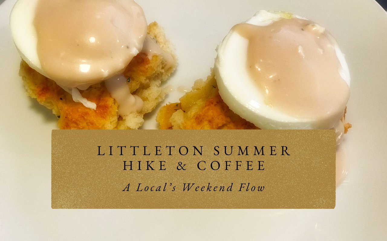 Crab cake Benedict at Melting Pot Café, Littleton post-hike breakfast with kid-friendly menu.