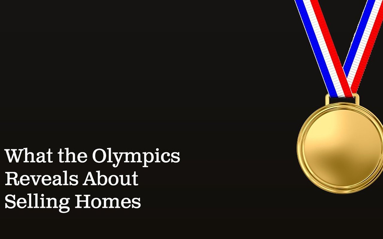 What the Olympics Reveals About Selling Homes, with a gold medal on a red, white, and blue ribbon.