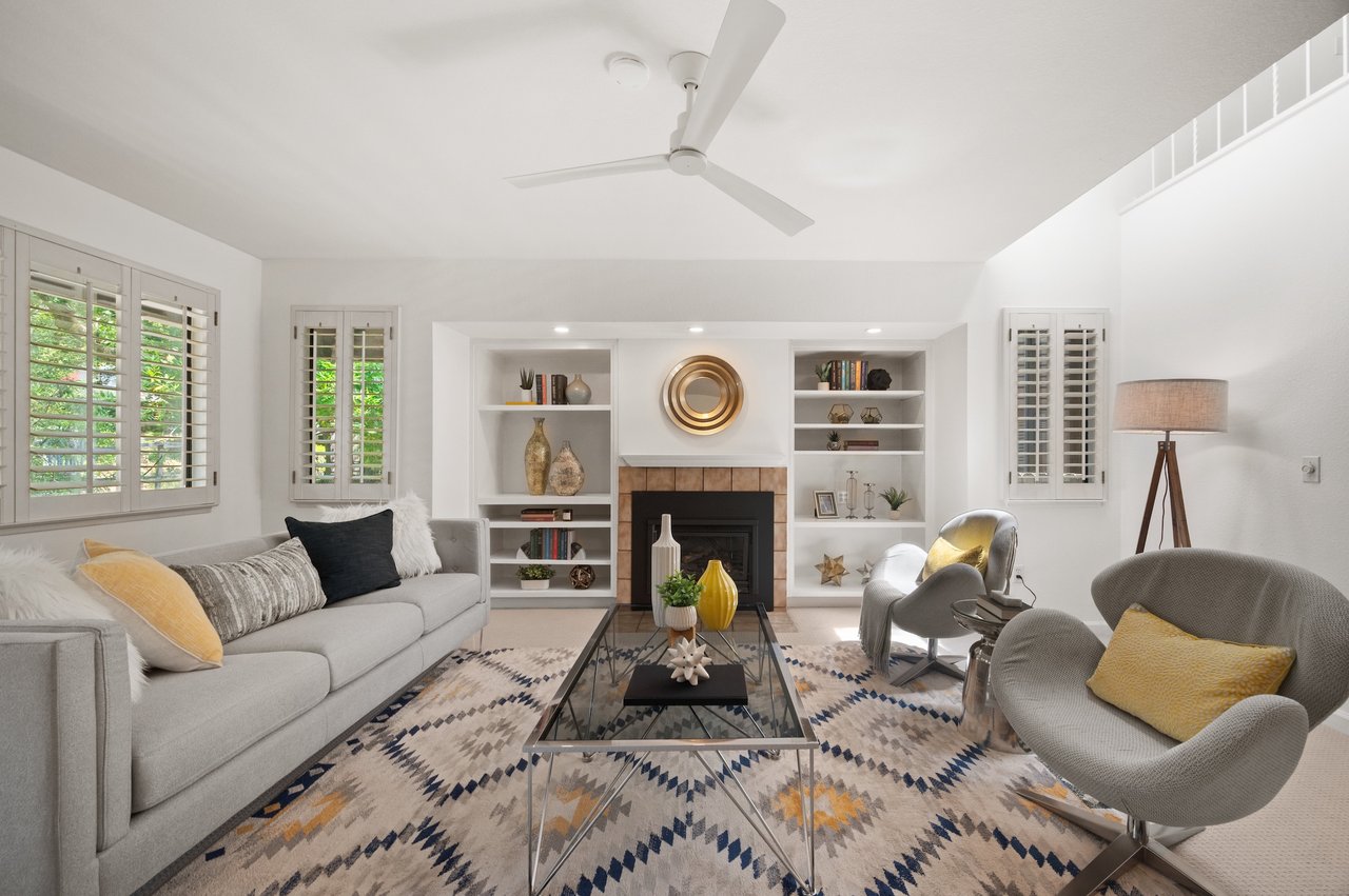 Bright, staged living room in a San Francisco home prepared for sale