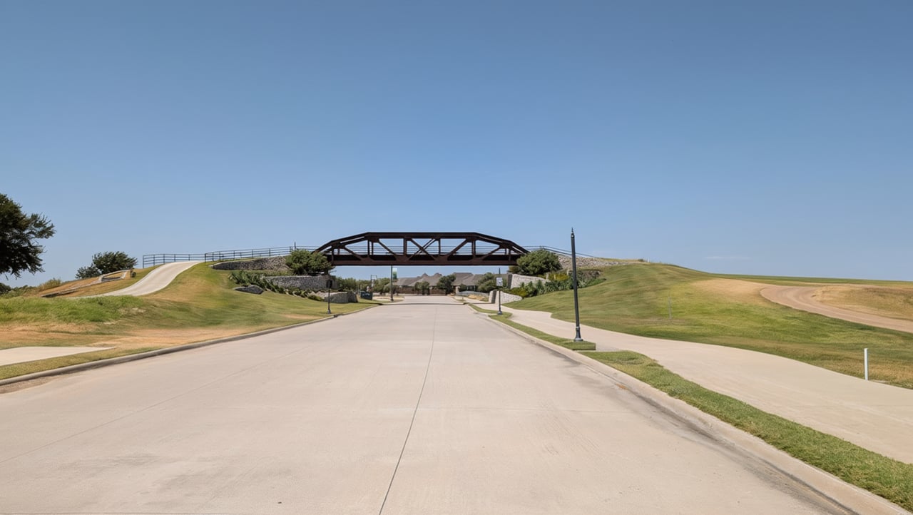 Bridge on the golf course at the Tribute with Waterford Point homes in the background.
