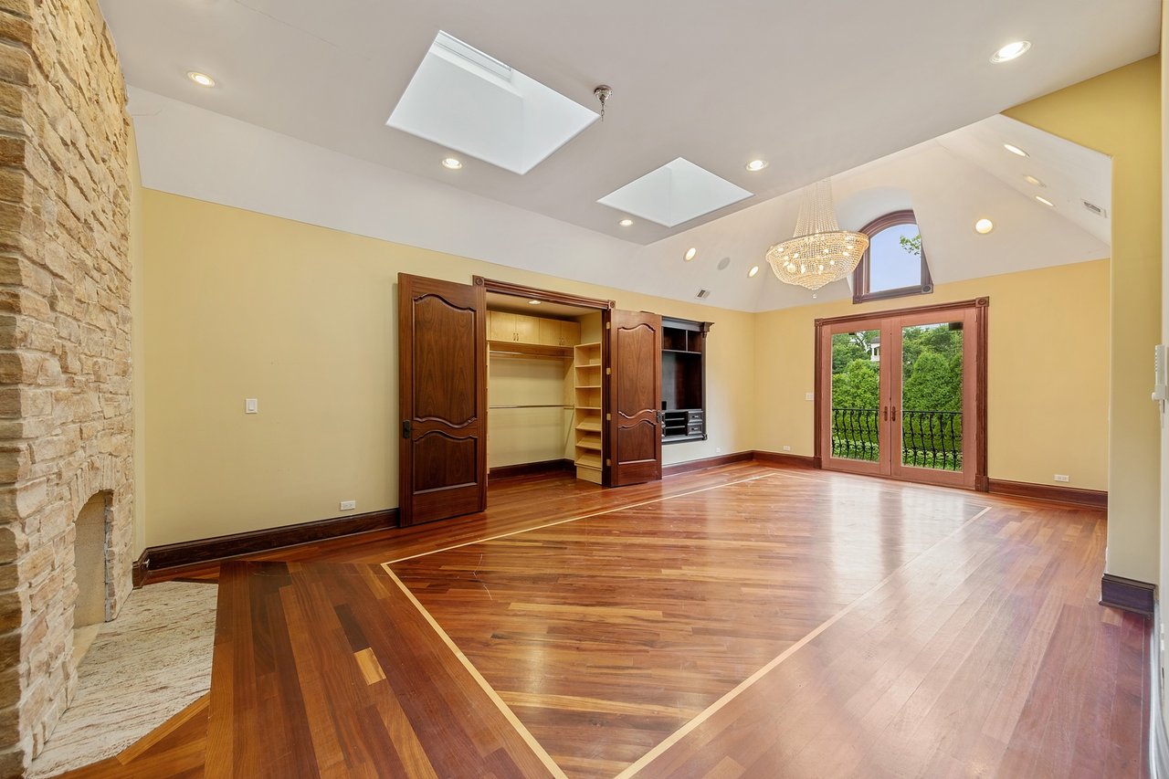 Brick And Stone Estate Situated On A Quiet Street In The Woodlands Of Hinsdale