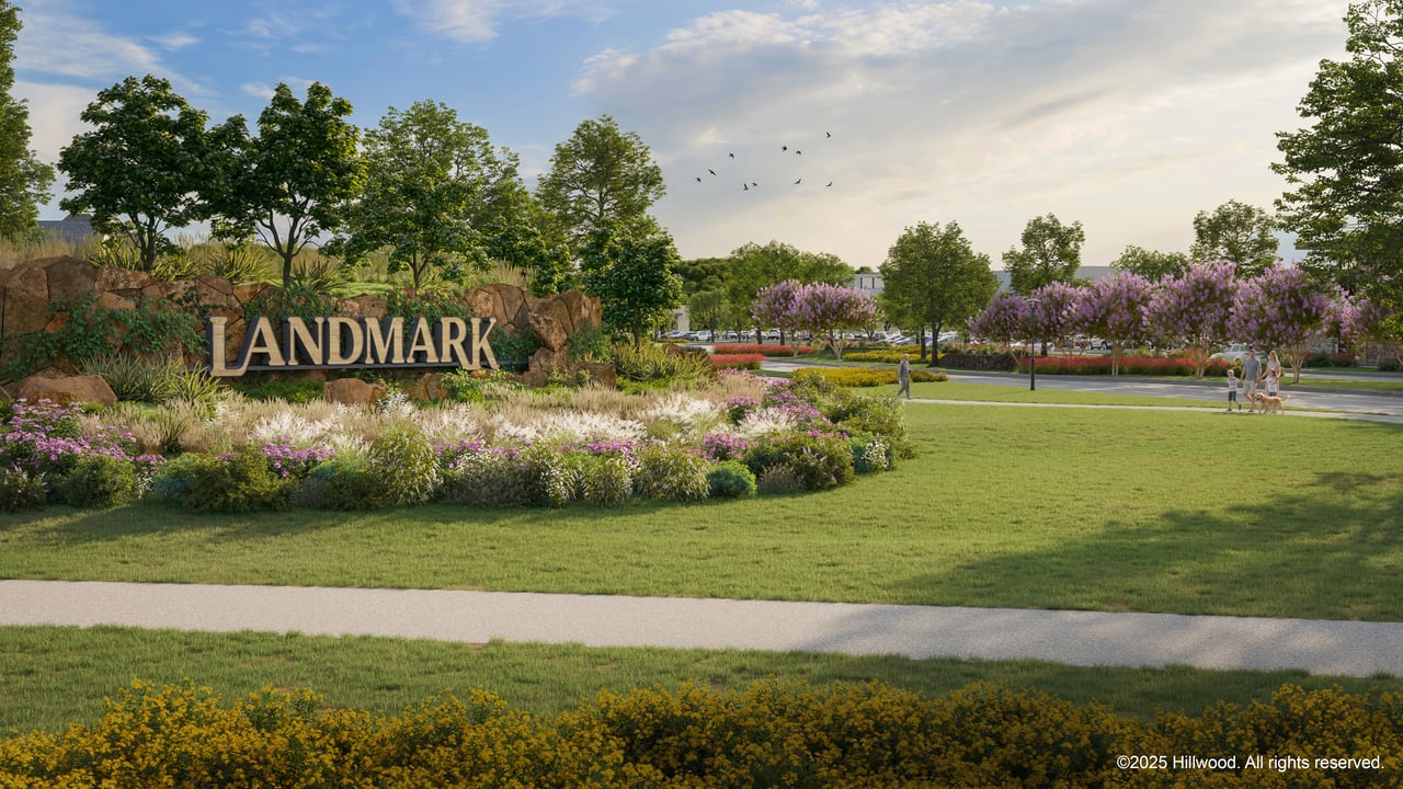 Edson Miranda Realtor Landmark by Hillwood entrance monument sign Denton Texas I-35W Robson Ranch Road