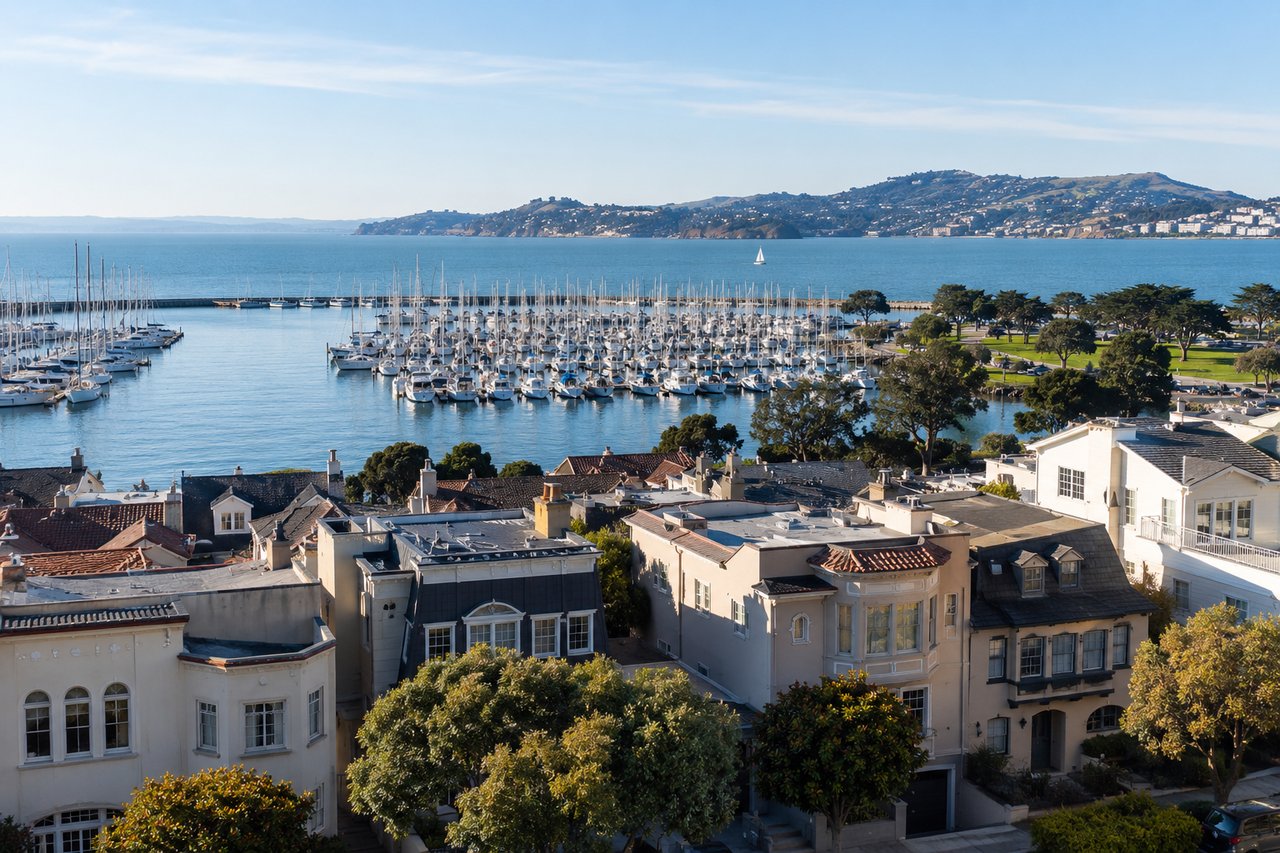 Marina District San Francisco homes overlooking sailboats and the bay
