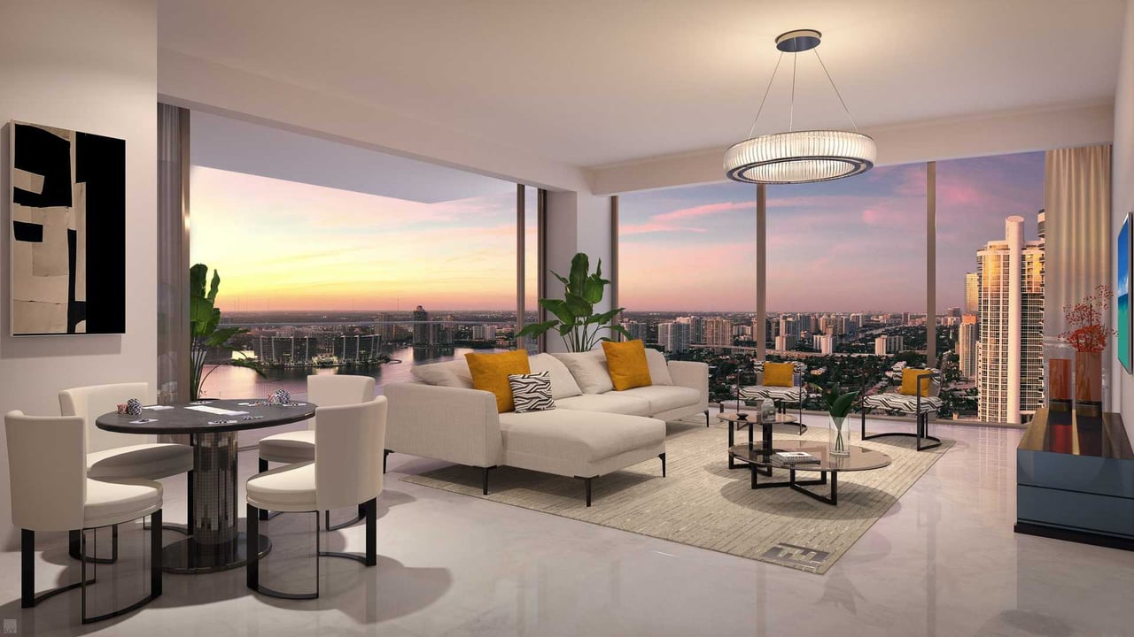The Estates at Acqualina north tower living room 
