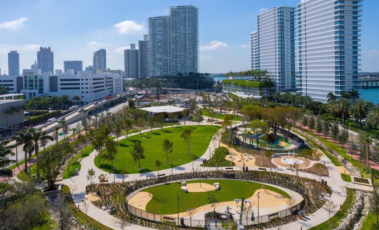 Canopy Park Southern Aerial at Five Park in Miami Beach