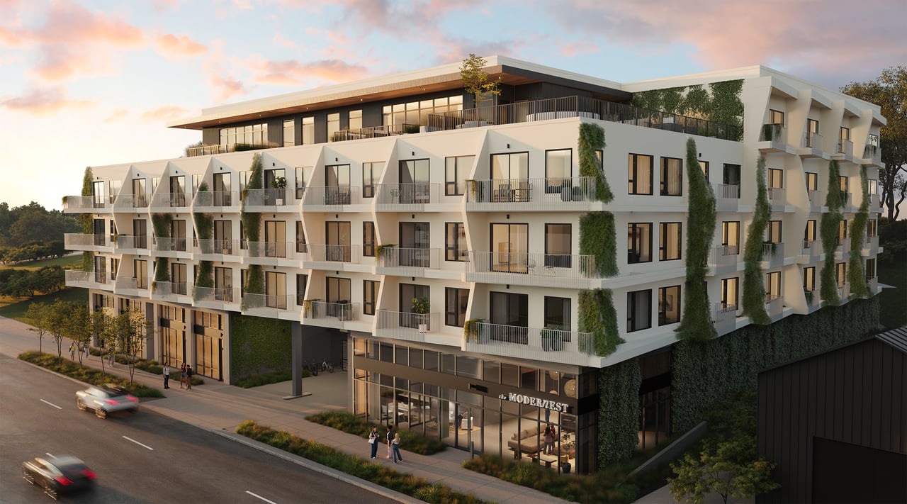 Modern luxury residences at The Modernest in Nashville's Wedgewood-Houston (WeHo) neighborhood, showcasing contemporary architecture, upscale design, and an urban lifestyle near Downtown Nashville.