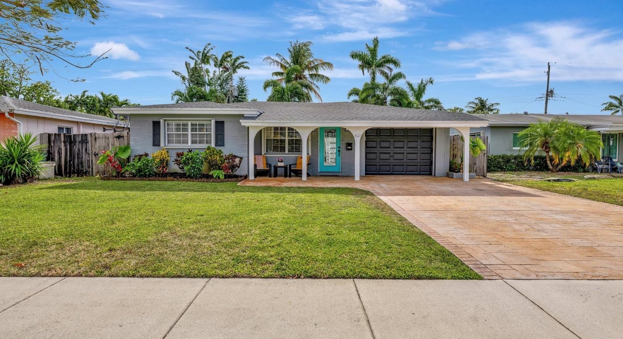 Single-story home on an Oakland Park street, sold by Michael Miguel Gómez